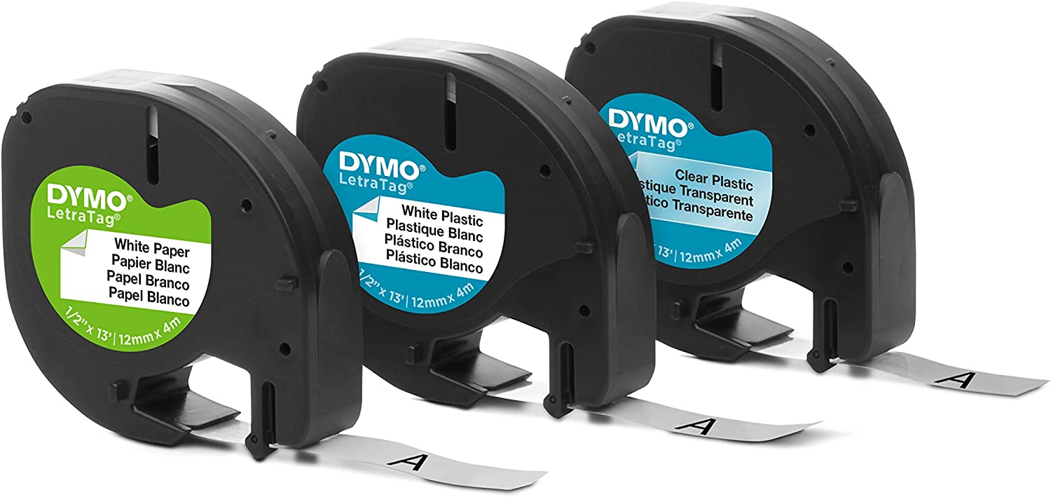 Dymo 12331 LetraTag 3pk Tape Paper/White/Clear Plastic