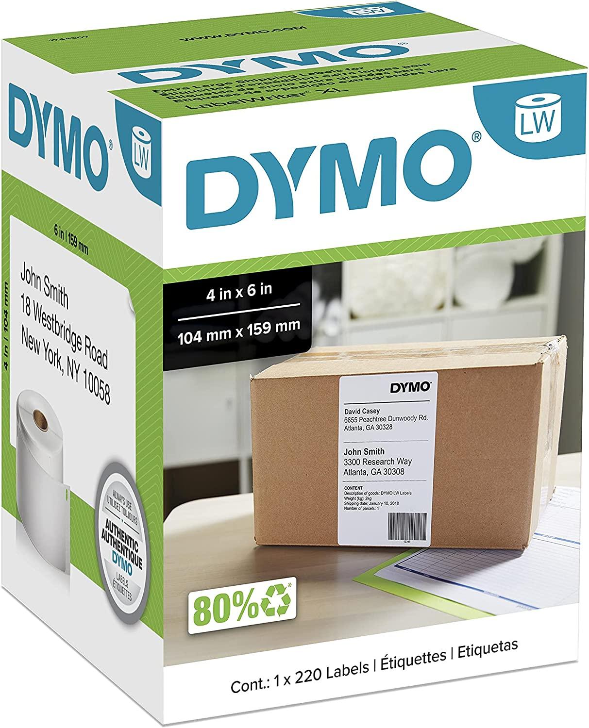 3 Rolls 4 x 6 Shipping Labels Dymo 1744907 Compatible 4XL Self-Adhesive Address Labels Large Labels 104x159mm 220 Labels/Roll 4x6 1744907 