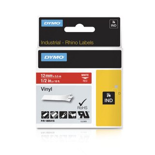 TVstation Erklæring Precipice Dymo Rhino 1805435 Black 1/2" Vinyl Label Tape