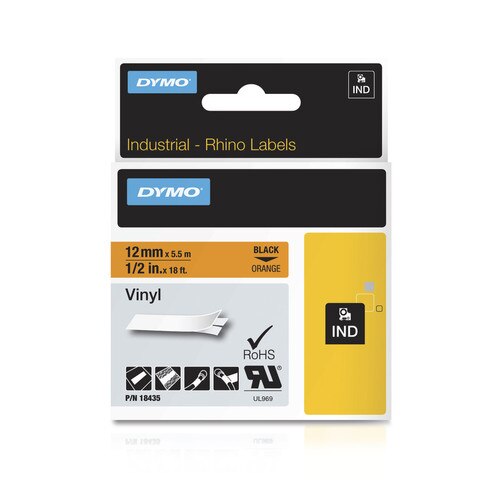 Dymo Rhino 18435 Orange Vinyl Label