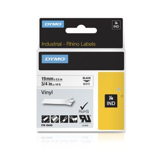 Dymo - IND Vinyl Labels 3/4 - White on Black