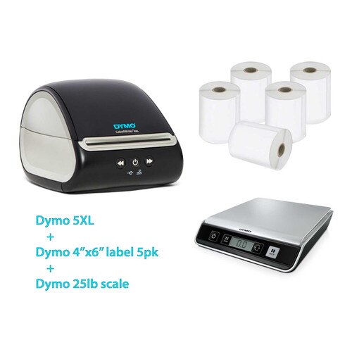 Dymo LabelWriter 5XL + Shipping Label 5PK + 25lb Scale