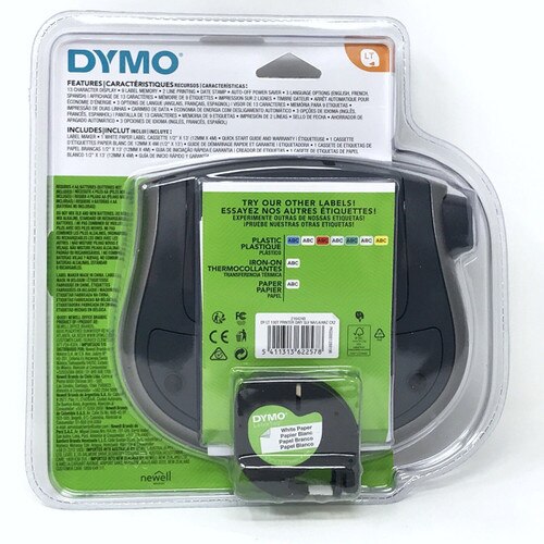 Dymo LetraTag 100T Plus, Silver Qwerty Label Maker with Black Print on White Label Tape (1/2 x 13 Feet) 2164248