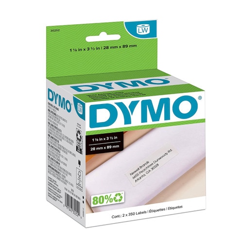 Authentic Dymo 30252 Address Labels White 350/roll 2pk