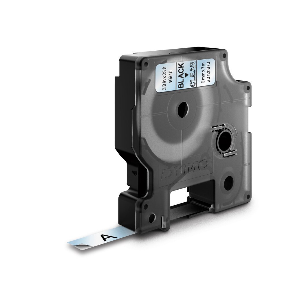 Dymo 40910 D1 Label Tape Black on Clear 3/8