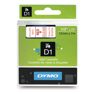 Dymo 45012 D1 Label Red on Clear