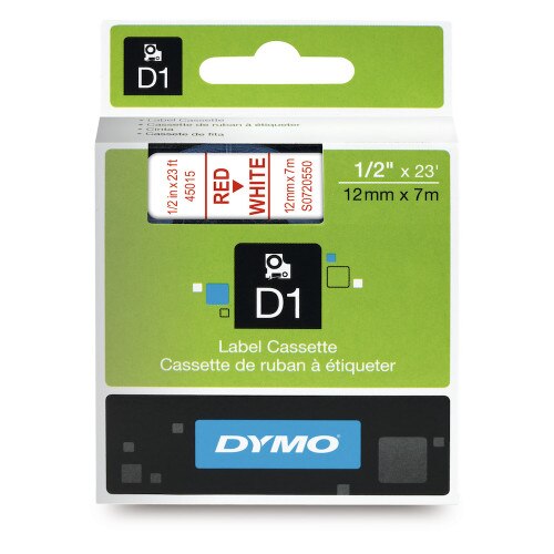 Dymo 45015 D1 Label Red on White