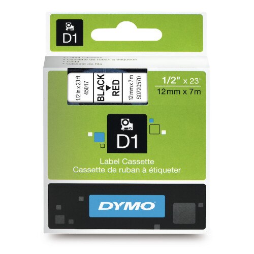 Dymo 45017 D1 Label Black on Red
