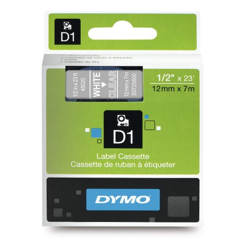 Dymo 45020 D1 Label White on Clear