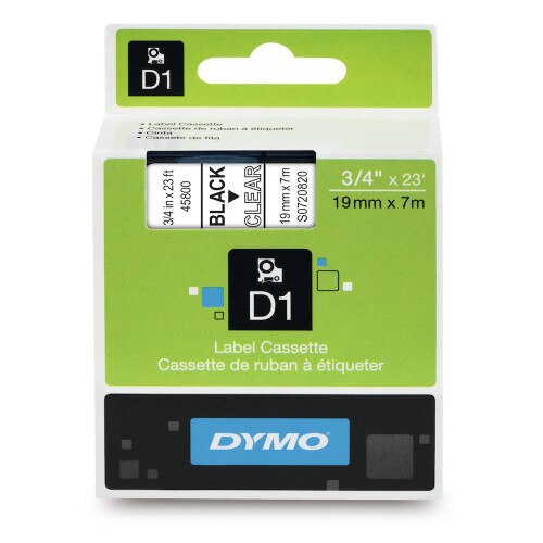 Dymo 45800 D1 Black on Clear Label