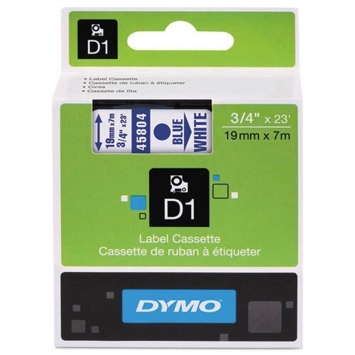 Dymo 45804 D1 Label Tape Blue White