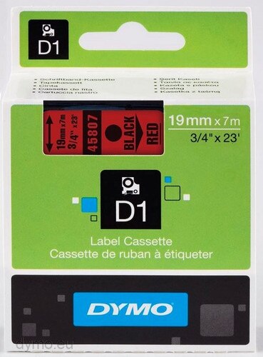 Dymo 45807 D1 Label Tape Black Red