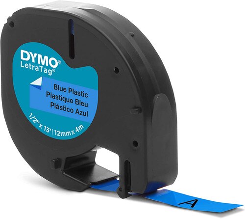 Dymo 91335 LetraTag Plastic Label Black-on-Blue